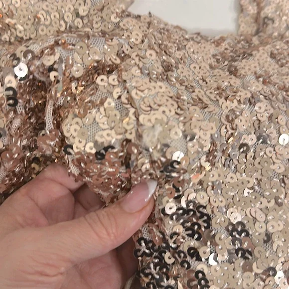 Rose gold sequin jumpsuit - Picture 4 of 5